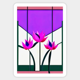 Lotus Flowers- Abstract- Stained Glass Sticker